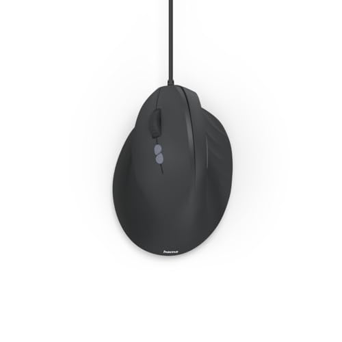 Hama Vertikalmaus für Linkshänder (optische Maus ohne Klickgeräusch, 7 Tasten, ergonomisch, 1000/1400/1800 DPI, 1,8m Kabel, ideal als Computermaus, Laptopmaus) schwarz Bild 7