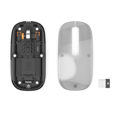 Hama Maus kabellos, wiederaufladbar, Bluetooth/Funk (Multi Device, flach, optische Bluetooth Maus ohne Klickgeräusch, mit Akku, Funkmaus mit 6 Tasten, 800/1200/1600 DPI, KI Assistent) transparent Bild 5
