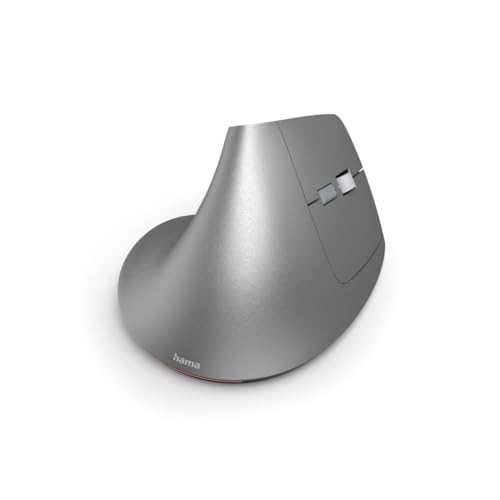 Hama vertikale Maus für Rechtshänder, Bluetooth/Funk (Multi Device, ergonomische Maus ohne Klickgeräusch, Datenverschlüsselung, RGB, 8 Tasten, 1000/1600/2400 DPI, mit Akku, KI Assistent) grau Bild 3