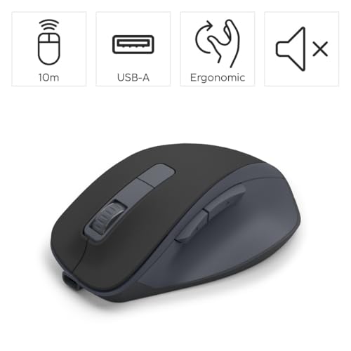 Hama Maus kabellos, wiederaufladbar (optische Funkmaus ohne Klickgeräusch, mit Akku, ergonomische Form, 6 Tasten, 800/1200/1600 DPI, KI Assistent, 2,4 GHz, ideal als Computermaus, Laptopmaus) schwarz Bild 2