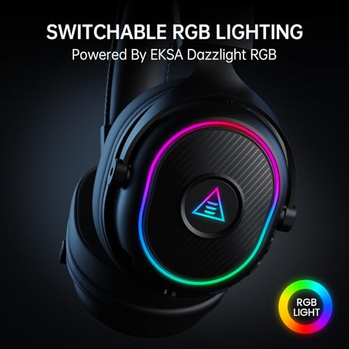 EKSA 2,4GHz Wireless Gaming Headset für PS5/PS4/PC/Switch/Mac, Bluetooth 5.3 Gaming Kopfhörer Kabellos mit Mikrofon, 30ms Latenz, 80 Stunden Akkulaufzeit, RGB, USB PC Headset Bild 6