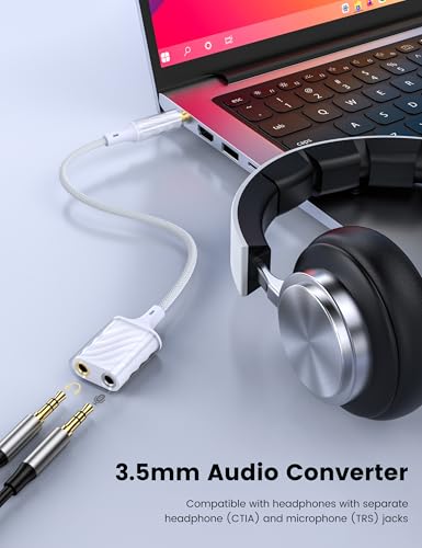 MOSWAG Kopfhörer Adapter, Kopfhörer Mic Splitter Adapter, 3.5mm Stecker auf Doppel 3.5mm Klinkenstecker (Headset und Mikrofon) für Laptop, PS4, PC Tablet Gaming und Gaming Headset Bild 4