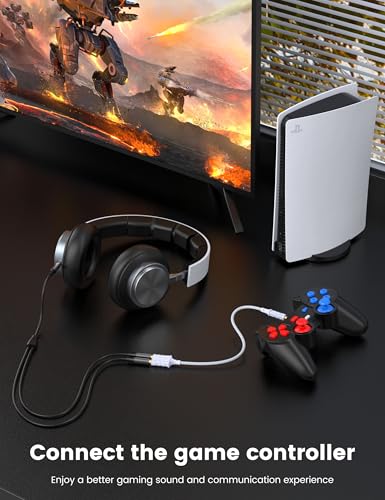 MOSWAG Kopfhörer Adapter, Kopfhörer Mic Splitter Adapter, 3.5mm Stecker auf Doppel 3.5mm Klinkenstecker (Headset und Mikrofon) für Laptop, PS4, PC Tablet Gaming und Gaming Headset Bild 5