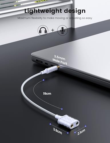 MOSWAG Kopfhörer Adapter, Kopfhörer Mic Splitter Adapter, 3.5mm Stecker auf Doppel 3.5mm Klinkenstecker (Headset und Mikrofon) für Laptop, PS4, PC Tablet Gaming und Gaming Headset Bild 6