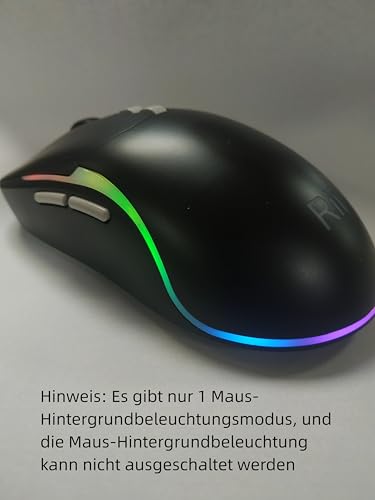Rii Maus und Tastatur Kabellos Gaming, Tastatur Maus Set, Bluetooth + 2,4GHz Verbindung, LED-Hintergrundbeleuchtung, Wiederaufladbare, QWERTZ Bild 4
