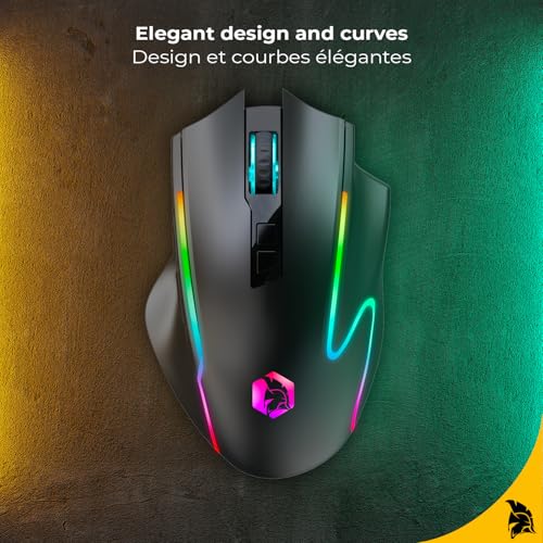 EMPIRE GAMING RF908 – kabellose Maus, wiederaufladbar, magnetische Ladestation, RGB – 10.000 dpi, 8 programmierbare Tasten, WiFi 2,4 GHz / BT / USB-C (schwarz) Bild 6