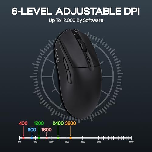 MechLands AJ139 V2 MC Gaming-Maus mit Ladestation, einstellbare 12000 DPI, PAW3311-Sensor, 3 Modi, kabellose Maus, 500-mAh-Akku, 1000-Hz-Abfragerate, 66 g leicht, Win/Mac (Schwarz) Bild 6