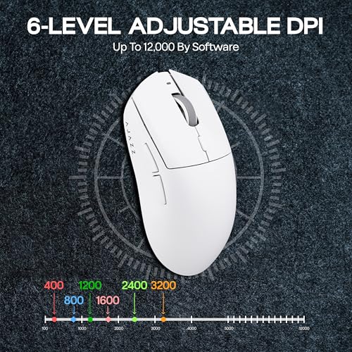 MechLands AJ139 V2 MC Gaming-Maus mit Ladestation, einstellbare 12000 DPI, PAW3311-Sensor, 3 Modi, kabellose Maus, 500-mAh-Akku, 1000-Hz-Abfragerate, 66 g leicht, Win/Mac (Weiß) Bild 6