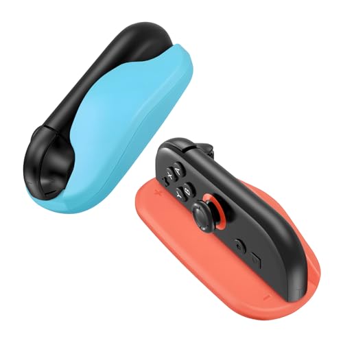 MMOBIEL Gaming Maus Basis für Nintendo Switch 2 2er Pack Tragbare Maus Halter für Joy-Con Controller – Ergonomische Griffe für Mausmodus – Präzision & Schutz – Rot/Blau Bild 1
