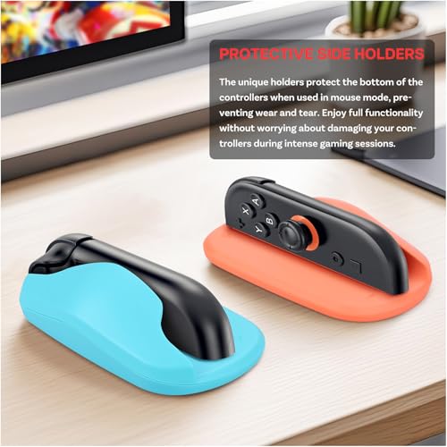 MMOBIEL Gaming Maus Basis für Nintendo Switch 2 2er Pack Tragbare Maus Halter für Joy-Con Controller – Ergonomische Griffe für Mausmodus – Präzision & Schutz – Rot/Blau Bild 2