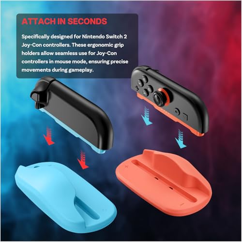 MMOBIEL Gaming Maus Basis für Nintendo Switch 2 2er Pack Tragbare Maus Halter für Joy-Con Controller – Ergonomische Griffe für Mausmodus – Präzision & Schutz – Rot/Blau Bild 3