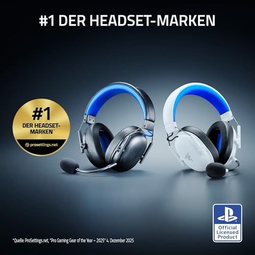 Razer BlackShark V3 X HyperSpeed for PlayStation - Kabelloses E-Sport Headset - Ultra leicht 270 g - TriForce 50 mm Treiber - Abnehmbares Mikrofon - HyperSpeed 2,4 GHz & Bluetooth - PS5/PC | Schwarz Bild 2