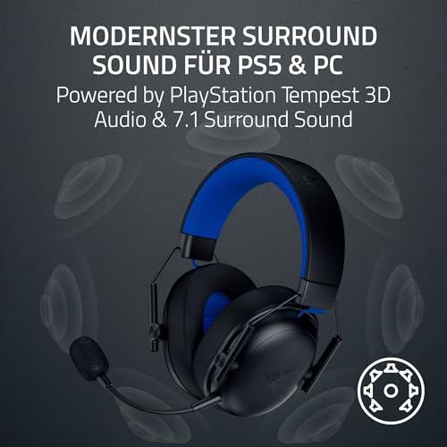 Razer BlackShark V3 X HyperSpeed for PlayStation - Kabelloses E-Sport Headset - Ultra leicht 270 g - TriForce 50 mm Treiber - Abnehmbares Mikrofon - HyperSpeed 2,4 GHz & Bluetooth - PS5/PC | Schwarz Bild 6