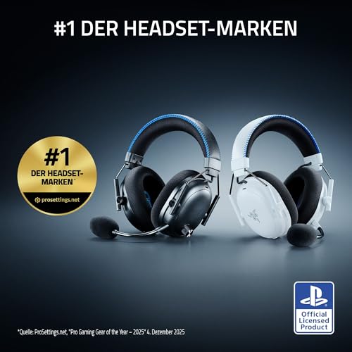 Razer BlackShark V3 Pro für PlayStation – Kabelloses E-Sport-Headset mit aktiver Geräuschunterdrückung (ANC) - TriForce 50mm Treiber - HyperSpeed 2,4 GHz - THX Spatial Audio - PS5/PC | Schwarz Bild 2