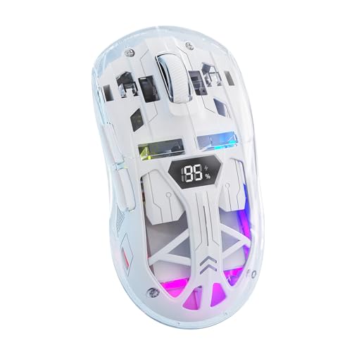 Kabellose Transparente Maus mit 5 Einstellbaren DPI Dual-Mode RGB Licht Ergonomisches Design Batterie Display Bildschirm für PC Computer Laptop Büro Home Bild 1