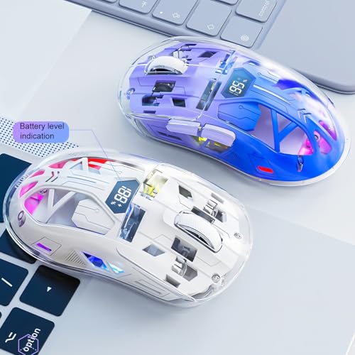 Kabellose Transparente Maus mit 5 Einstellbaren DPI Dual-Mode RGB Licht Ergonomisches Design Batterie Display Bildschirm für PC Computer Laptop Büro Home Bild 4