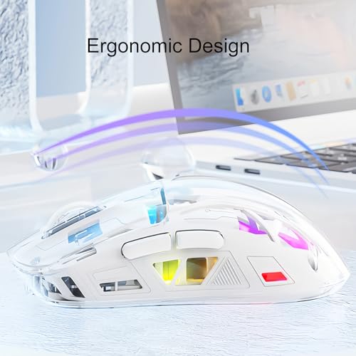 Kabellose Transparente Maus mit 5 Einstellbaren DPI Dual-Mode RGB Licht Ergonomisches Design Batterie Display Bildschirm für PC Computer Laptop Büro Home Bild 5