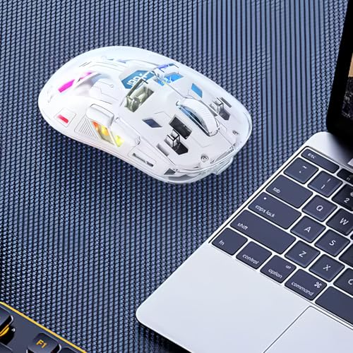 Kabellose Transparente Maus mit 5 Einstellbaren DPI Dual-Mode RGB Licht Ergonomisches Design Batterie Display Bildschirm für PC Computer Laptop Büro Home Bild 6
