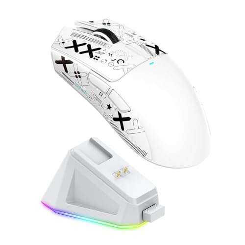 Kabellose Gaming Mouse mit Tri-Mode Magnetischer Ladestation 22000 DPI Einstellbare PU Aufkleber PAW3311 Sensor Seitentasten für PC Laptop Arbeit Büro Bild 1