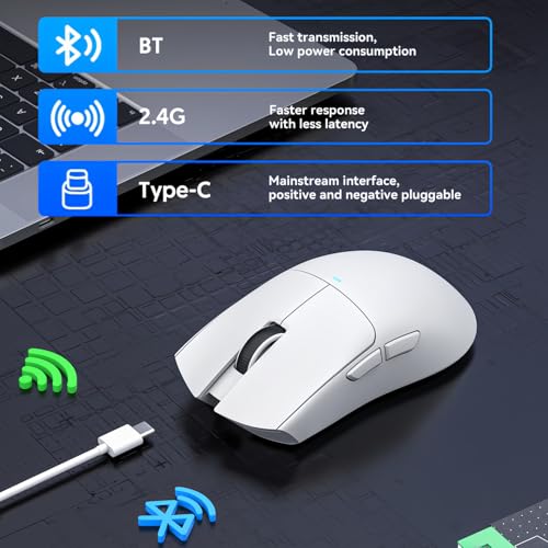 Kabellose Gaming Mouse mit Tri-Mode Magnetischer Ladestation 22000 DPI Einstellbare PU Aufkleber PAW3311 Sensor Seitentasten für PC Laptop Arbeit Büro Bild 6