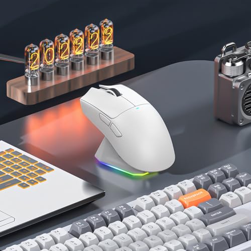 Kabellose Gaming Mouse mit Tri-Mode Magnetischer Ladestation 22000 DPI Einstellbare PU Aufkleber PAW3311 Sensor Seitentasten für PC Laptop Arbeit Büro Bild 7