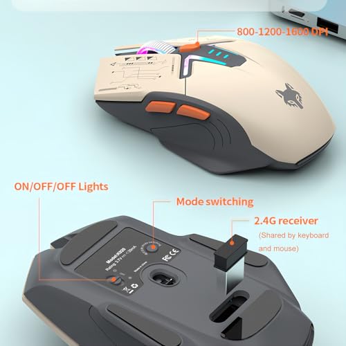 Kabellose Tastatur und Maus Combo mit Lautstärkeregler Dual-Mode 80 Tasten Bildschirm Display Farbe Licht Wiederaufladbare Mäuse Einstellbare DPI für Gaming Computer PC Bild 6