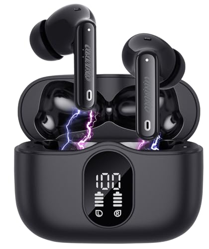 auvisio Headset, Bluetooth: Kabellose In-Ear-Kopfhörer mit Ladecase, Noise-Cancelling, schwarz (Kopfhörer für Pendler, Musik Bluetooth) Bild 1