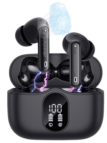 auvisio Headset, Bluetooth: Kabellose In-Ear-Kopfhörer mit Ladecase, Noise-Cancelling, schwarz (Kopfhörer für Pendler, Musik Bluetooth) Bild 2