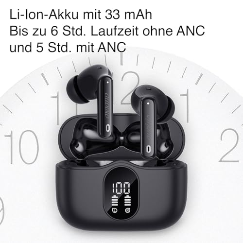 auvisio Headset, Bluetooth: Kabellose In-Ear-Kopfhörer mit Ladecase, Noise-Cancelling, schwarz (Kopfhörer für Pendler, Musik Bluetooth) Bild 6