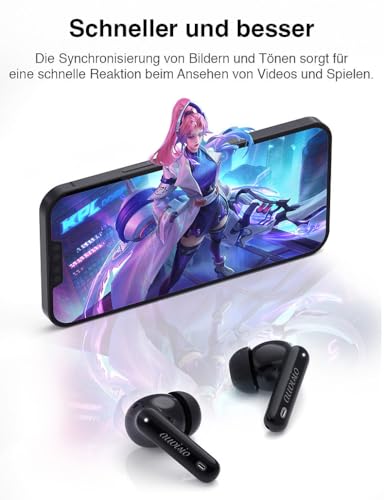 auvisio Headset, Bluetooth: Kabellose In-Ear-Kopfhörer mit Ladecase, Noise-Cancelling, schwarz (Kopfhörer für Pendler, Musik Bluetooth) Bild 7