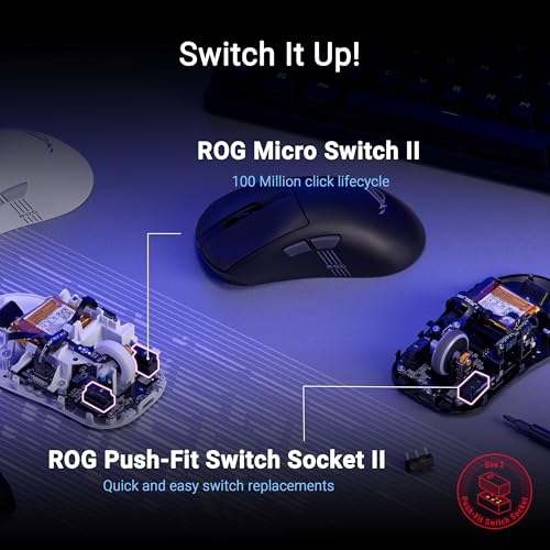 ASUS ROG Keris II Origin White Wireless RGB Gaming-Maus (ergonomisch, FPS Esport 65g leicht, ROG AimPoint Pro, 42.000 DPI, ROG Micro Switches II, ROG SpeedNova, Bluetooth, 2,4-GHz-RF, USB-C, Weiß) Bild 4