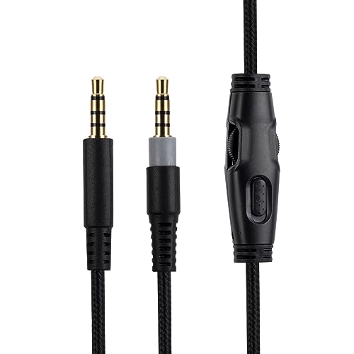 Alphatec HyperX Cloud Alpha Ersatzkabel, kompatibel mit HyperX Cloud Alpha Gaming-Headset, Inline-Stummschaltung, Lautstärkeregler mit Mikrofon, 2 Meter Kopfhörer-Audio-Verlängerungskabel, Schwarz Bild 1