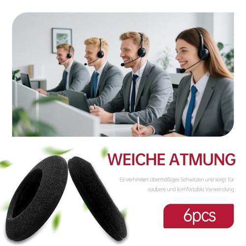 Logitech Headset Ohrpolster - 3 Paar Schwarz Kopfhörer Schaumstoff Ersatz, Ohrpolster für Kopfhörer Schutzüberzug (50mm, H330 / H340 / 110 / H111) Bild 4