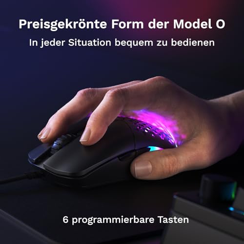 Glorious Model O Eternal ultraleichte RGB-Gaming-Maus – Kabelgebunden – nur 55 g – benutzerdef. RGB-Lichter – 6 programmierbare Tasten – symm. Design – optischer Sensor mit 12 K DPI – PC/Mac – Schwarz Bild 4