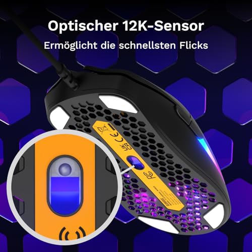 Glorious Model O Eternal ultraleichte RGB-Gaming-Maus – Kabelgebunden – nur 55 g – benutzerdef. RGB-Lichter – 6 programmierbare Tasten – symm. Design – optischer Sensor mit 12 K DPI – PC/Mac – Schwarz Bild 6