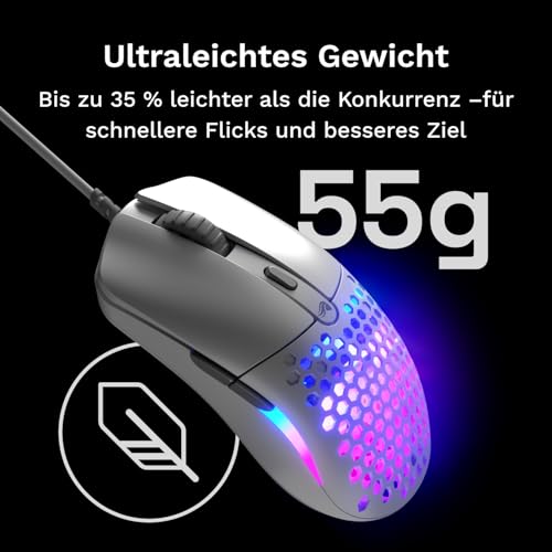 GLORIOUS Model O Eternal ultraleichte RGB-Gaming-Maus – Kabelgebunden – nur 55 g – benutzerdef. RGB-Lichter – 6 programmierbare Tasten – symm. Design – optischer Sensor mit 12 K DPI – PC/Mac – Weiß Bild 2