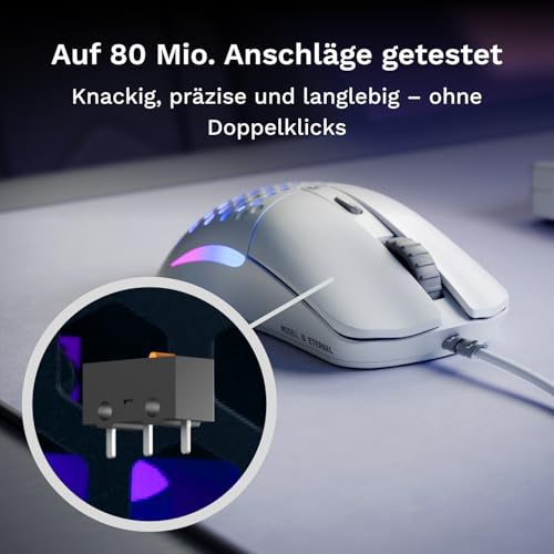 GLORIOUS Model O Eternal ultraleichte RGB-Gaming-Maus – Kabelgebunden – nur 55 g – benutzerdef. RGB-Lichter – 6 programmierbare Tasten – symm. Design – optischer Sensor mit 12 K DPI – PC/Mac – Weiß Bild 5