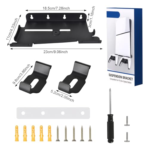 Wandhalterung Ständer für PS5/P5 Slim Konsole, Aufhängungshalterung Kompatibel mit P5 Slim Series Gaming -Konsolen, PS5 Standfuß PS5 Halterung Wand mit 2 Headset Gamepad Halter Gaming Zubehör Bild 2