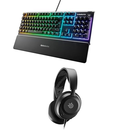 SteelSeries Apex 3 - Gaming Tastatur - 10-Zonen RGB-Beleuchtung - Deutsches QWERTZ Arctis Nova 1 - Multi-System Gaming-Headset - Hi-Fi-Treiber - 360° Surround-Sound Bild 1
