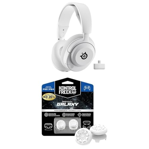 SteelSeries Arctis Nova 5P Wireless PS5 Gaming Headset - Magnetische Neodym-Treiber - 100+ Audio Presets + KontrolFreek FPS Freek Galaxy White für PlayStation (PS4/PS5) - Performance Thumbsticks Bild 1