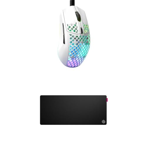 SteelSeries Aerox 3 Snow - Superleichte Gaming-Maus - Optischer TrueMove Core Sensor mit 8,5K CPI QcK XL Performance Speed Gaming-Mauspad 900x400mm Bild 1