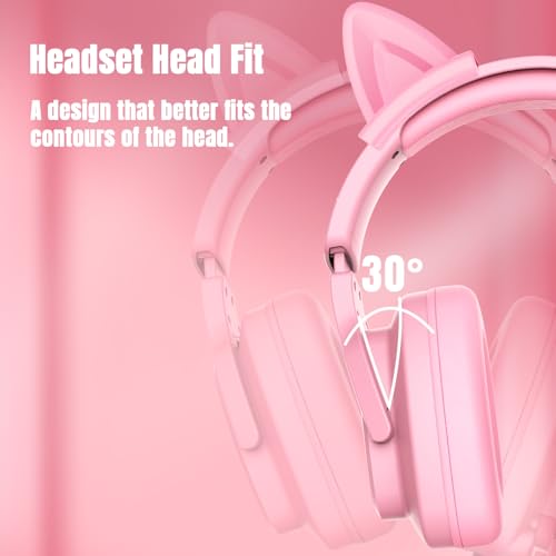 Jimonyer Gaming-Headset mit abnehmbaren Katzenohren für PC/PS4/PS5, Stereo-Surround-Sound, Gaming-Kopfhörer mit Geräuschunterdrückung, flexibles Mikrofon, Computer-Headset mit 3,5-mm-Klinkenstecker Bild 7