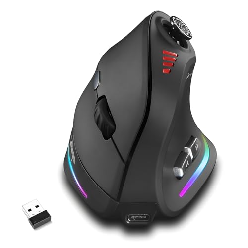 Gaming Maus mit 5D Rocker, Kabellose Vertikale Maus mit [24000 DPI] [12 Programmierbare Tasten], Computermaus für Gamer/PC/E-Sports/Laptop (Schwarz) Bild 1