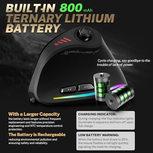 Gaming Maus mit 5D Rocker, Kabellose Vertikale Maus mit [24000 DPI] [12 Programmierbare Tasten], Computermaus für Gamer/PC/E-Sports/Laptop (Schwarz) Bild 6