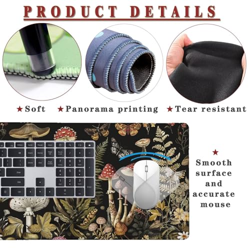 Mauspad XXL 1400x800x4mm Wasserdicht Schreibtischunterlage rutschfeste Speed Gaming Mousepad Leaves (9) Groß Desk Mouse Mat Maus Pad, Schreibtisch Unterlage Deko für PC, MacBook, Laptop, Home Office Bild 4