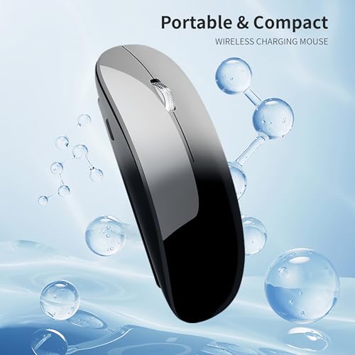 Uiosmuph Bluetooth Maus, Kabellose Maus mit USB-Nano-Empfänger, Tri-Mode (Dual Bluetooth 5.1 + 2.4GHz) Leise Funkmaus Wiederaufladbare für Laptop, PC, iPad, Mac, Grau und Schwarz Bild 3