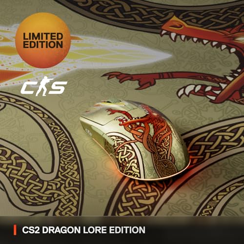 SteelSeries Wireless Gaming-Maus CS2 Dragon Lore Edition – Counter-Strike – 2,4 GHz + Bluetooth – 18K DPI TrueMove Air Optical Sensor – Bis zu 200 Stunden Akkulaufzeit – 80 Mio. Klicks garantiert Bild 2