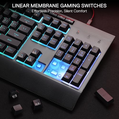 Redragon S151 Gaming-Tastatur- und Maus-Kombination, 104 Tasten K525 kabelgebundene RGB-Membrantastatur und 10000 DPI kabelgebundene M616 Gaming-Maus im Bundle, US-Layout Bild 5