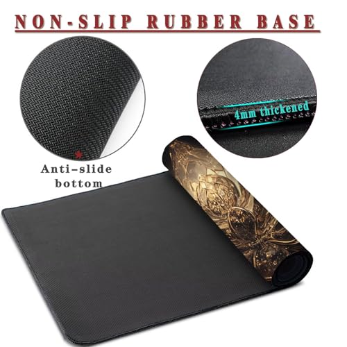 Mauspad XXL 1400x800x4mm Wasserdicht Schreibtischunterlage rutschfeste Speed Gaming Mousepad Lotus (4) Groß Desk Mouse Mat Maus Pad, Schreibtisch Unterlage Deko für PC, MacBook, Laptop, Home Office Bild 3