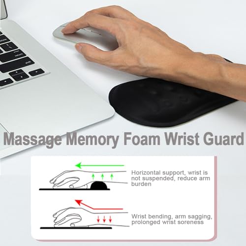 Ergonomische Handgelenkauflage aus Memory-Schaum für Computer, Laptop, Büroarbeit, PC-Gaming (schwarze Maus-Handgelenkauflage) Bild 3